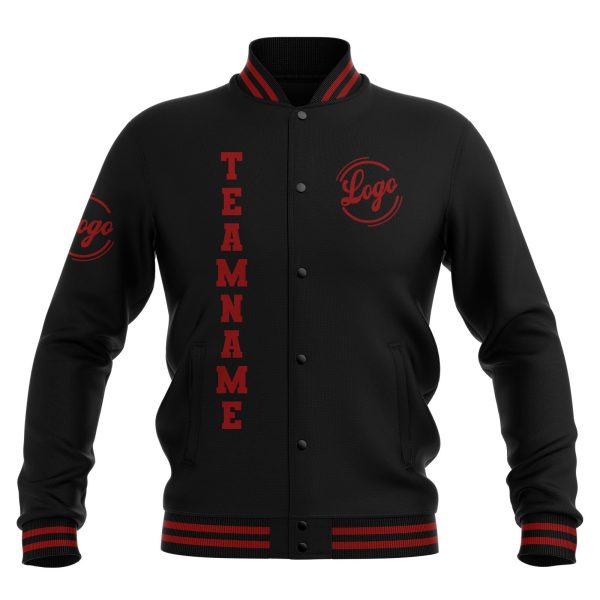 Benutzerdefiniert Schwarz Rot Wasserdichte Varsity Jacken Personalisiert genäht Name Nummer Logo zu Letterman Jacken Online-Verkauf – Bild 2