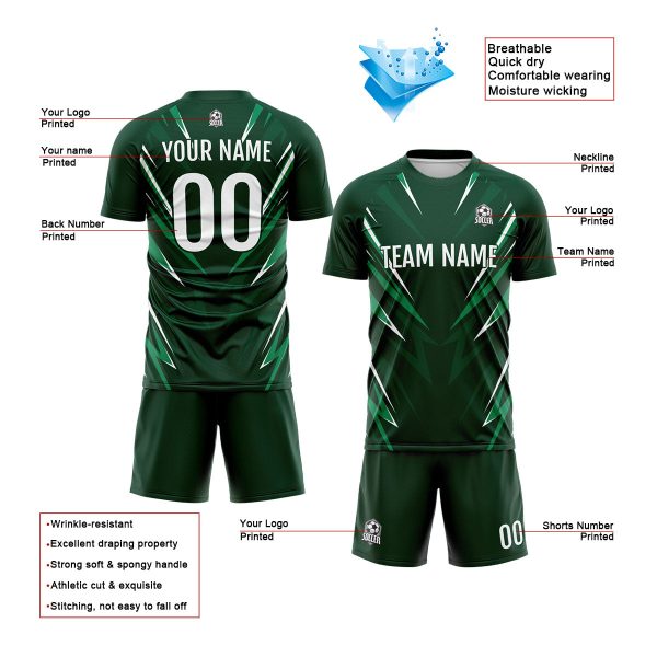 Benutzerdefinierte Drak Grün Fußball Trikots für Männer Frauen Personalisierte Fußball Uniformen für Erwachsene und Kind Angebot – Bild 3