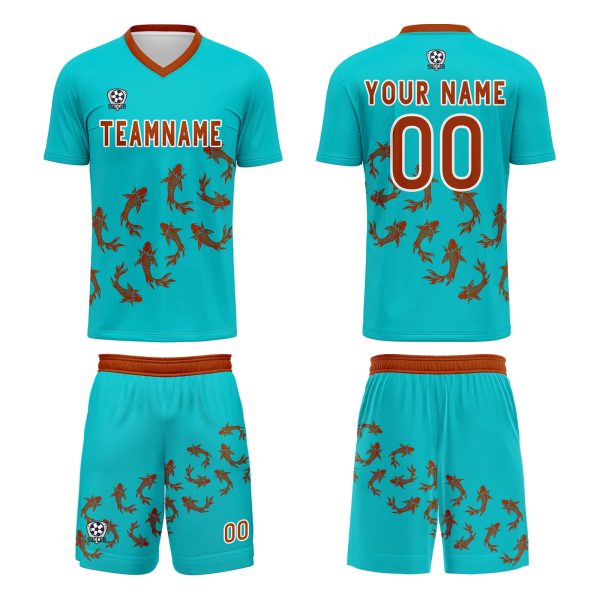 Benutzerdefinierte Sonnig Blau Trikots für Männer Frauen Personalisierte Fußball Uniformen für Erwachsene und Kind Mode – Bild 2