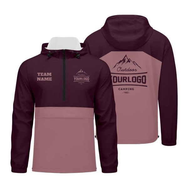 Anpassbare Burgundisch Winddichte Softshell Kapuzenjacke - Vollverschluss, Logo- & Text-Druck Online-Verkauf