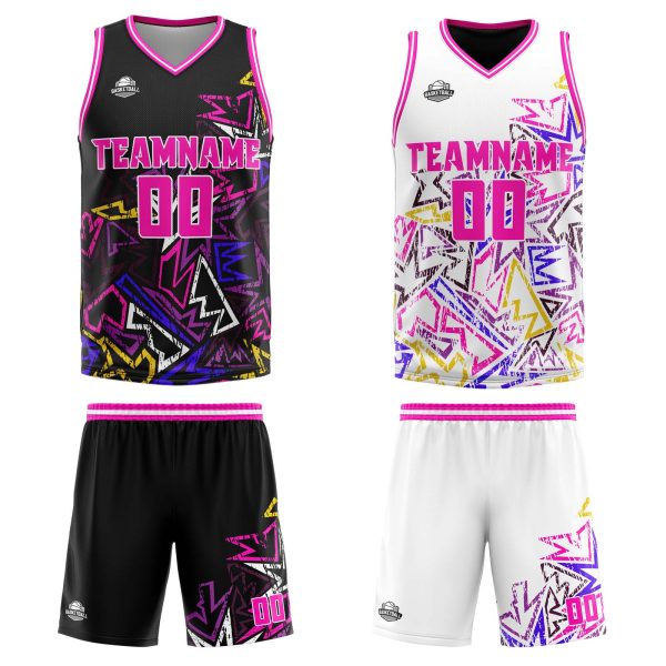 Benutzerdefinierte Rosa Reversible Basketball Jersey Personalisierte Print Name Nummer Logo Rabatt – Bild 3