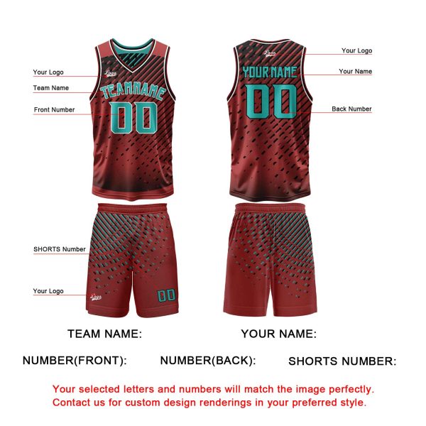 Benutzerdefinierte Cyan Rot Reversible Basketball Jersey Personalisierte Print Name Nummer Logo Verkauf – Bild 4