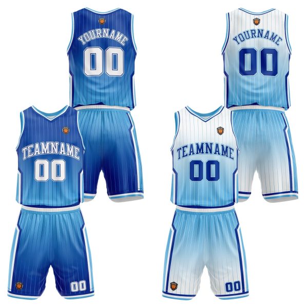 Benutzerdefinierte Blau Reversible Basketball Jersey Personalisierte Name Nummernlogo drucken Im Angebot