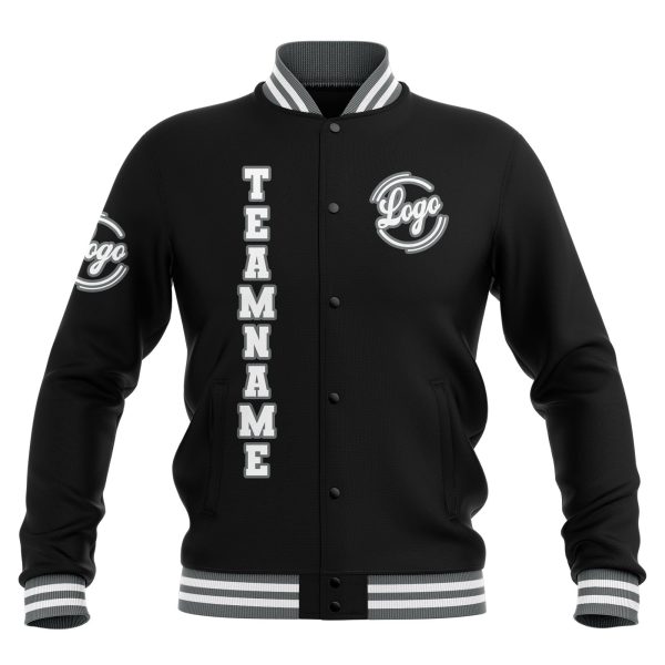 Benutzerdefiniert  Schwarz Grau Weiß Wasserdichte Varsity Jacken Personalisiert genäht Name Nummer Logo zu Letterman Jacken Angebot – Bild 2