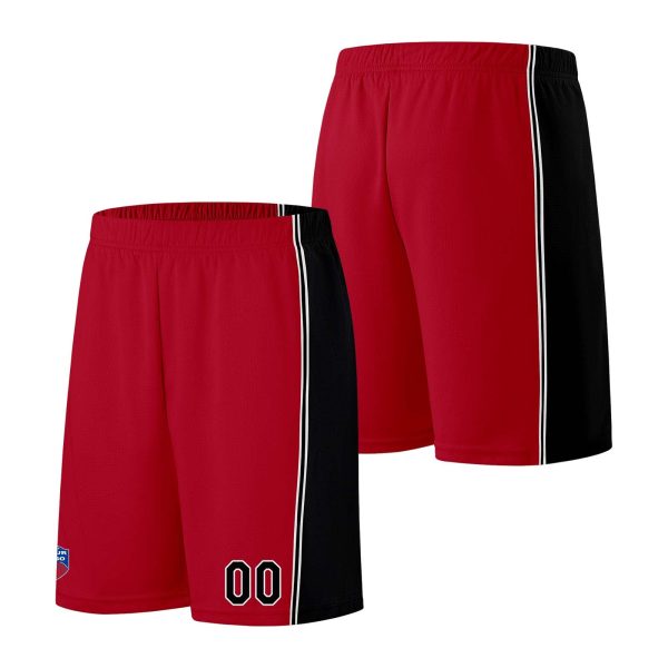 Individuelle Basketball-Jersey-Shorts für Männer und Frauen. Gestickter und gedruckter Name, Nummer und Logo Rot&Schwarz Verkauf – Bild 2