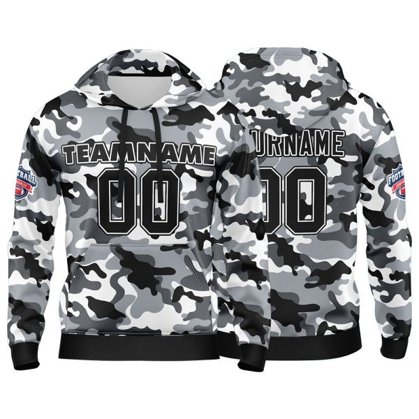 Benutzerdefinierter Sweatshirt-Hoodie für Mann, Frau, Mädchen, Junge. Drucken Sie Ihr Logo, Ihren Namen und Ihre Nummer Schwarz- Grau Angebot