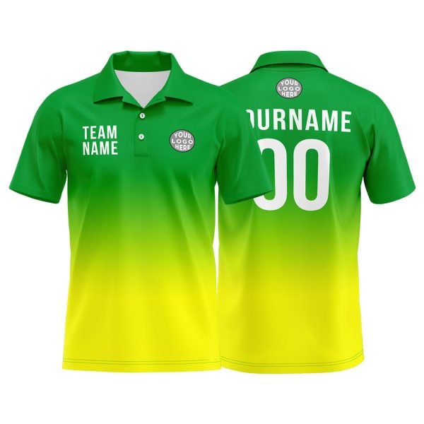 Benutzerdefinierte Grün Gelb Fußball Polo-Shirts Fügen Sie Ihr Einzigartiges hinzu Logo Name Nummer Verkauf