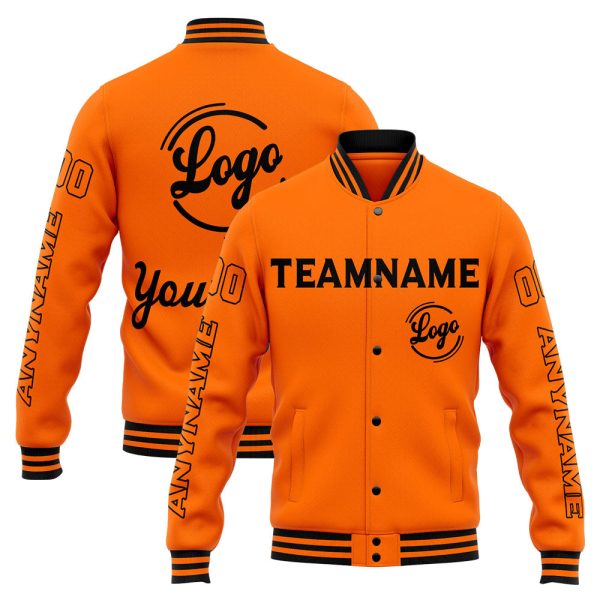 Benutzerdefinierte Varsity-Jacke. Letterman-Jacke für Männer, Frauen und Jugendliche Orange Rabatt