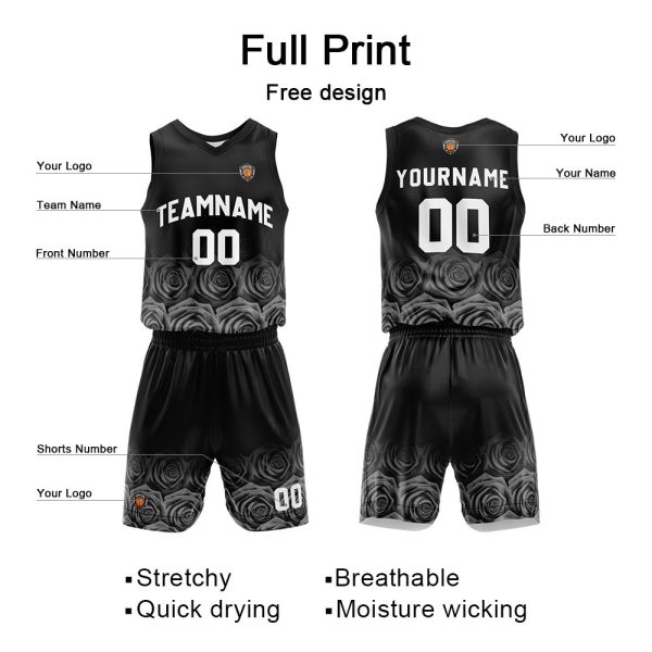 Benutzerdefinierte Roségrau Reversible Basketball Jersey Personalisierte Name Nummernlogo drucken Rabatt – Bild 2