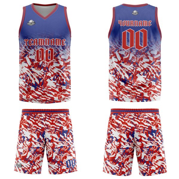 Benutzerdefinierter Blau Rot Weiß Basketball Jersey Uniform Anzug gedruckt Ihr Logo Name Nummer Online-Schn?ppchen – Bild 3