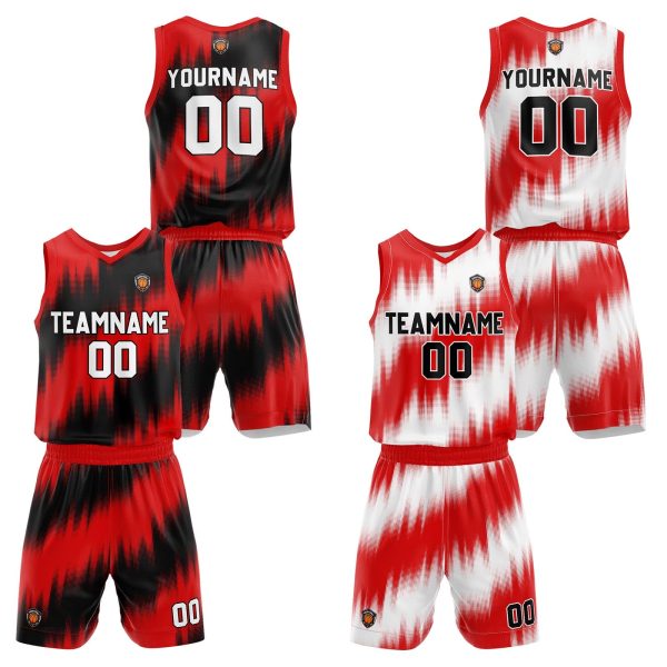 Benutzerdefinierte Rot Reversible Basketball Jersey Personalisierte Name Nummernlogo drucken Verkauf