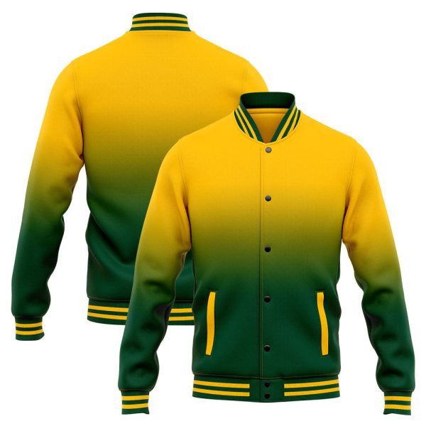 Benutzerdefinierte Varsity-Jacke. Letterman-Jacke für Männer, Frauen und Jugendliche Grün Gelb Online-Schn?ppchen – Bild 3