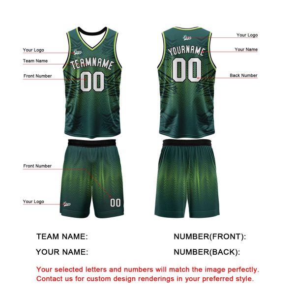 Benutzerdefinierter  Grün Basketball Jersey Uniform Anzug gedruckt Ihr Logo Name Nummer Online-Verkauf – Bild 4