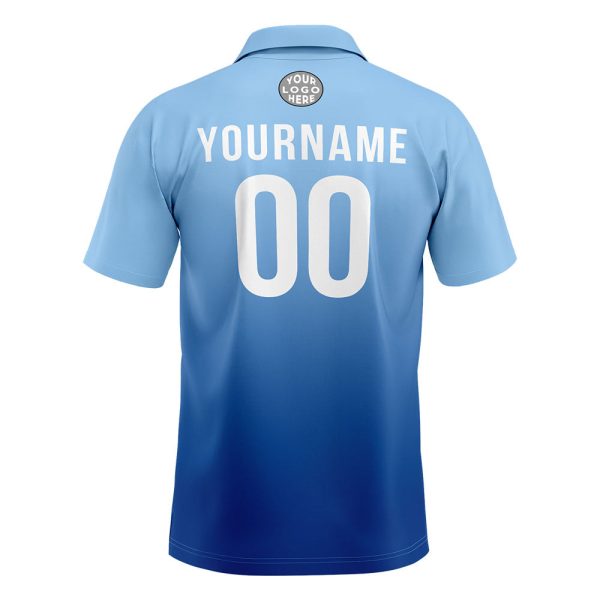 Benutzerdefinierte Hellblau Fußball Polo-Shirts Fügen Sie Ihr Einzigartiges hinzu Logo Name Nummer Online-Verkauf – Bild 3