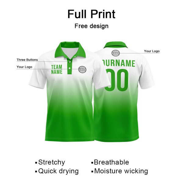 Benutzerdefinierte Grün Fußball Polo-Shirts Fügen Sie Ihr Einzigartiges hinzu Logo Name Nummer Online-Verkauf – Bild 4