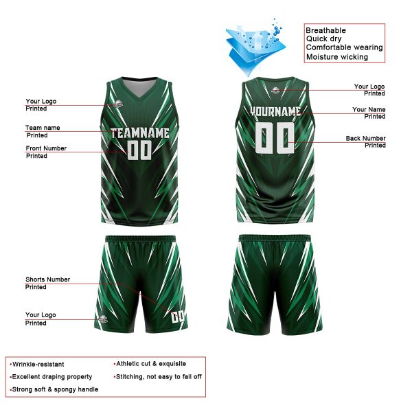Benutzerdefinierte Drak Grün Reversible Basketball Jersey Personalisierte Print Name Nummer Logo Im Angebot – Bild 4