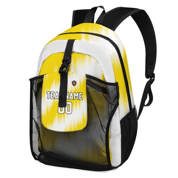 Anpassen Gelb Weiß Sport Rucksäcke Mit Personalisiert Namen, Zahlen und Logos Im Angebot