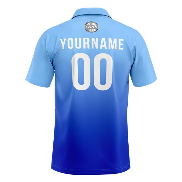 Benutzerdefinierte Hellblau Königliche Fußball Polo-Shirts Fügen Sie Ihr Einzigartiges hinzu Logo Name Nummer Online-Verkauf – Bild 3