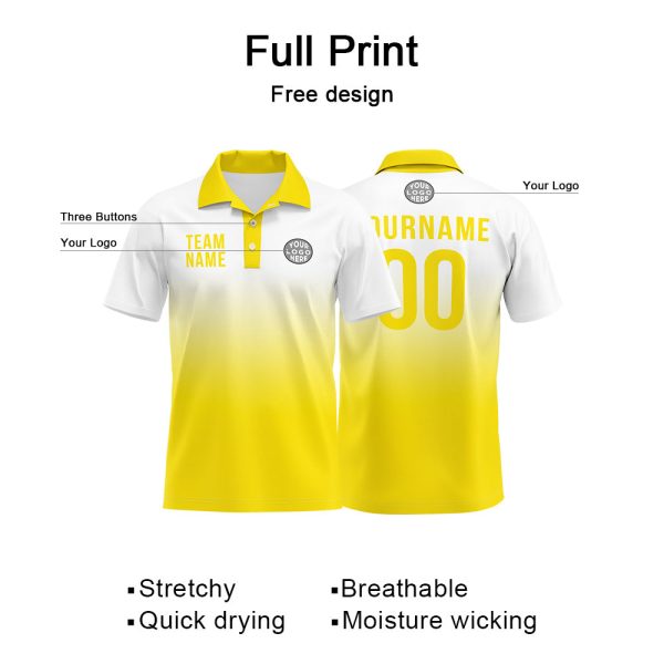 Benutzerdefinierte Gelb Fußball Polo-Shirts Fügen Sie Ihr Einzigartiges hinzu Logo Name Nummer Online-Verkauf – Bild 4