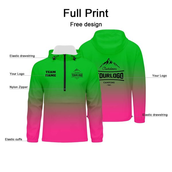 Anpassbare Grün Rosa Winddichte Softshell Kapuzenjacke - Vollverschluss, Logo- & Text-Druck Rabatt – Bild 2
