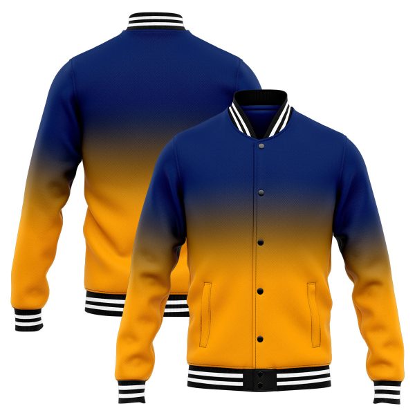 Benutzerdefinierte Verlauf Varsity-Jacke. Letterman-Jacke Marine Orange Mode – Bild 5