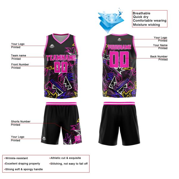 Benutzerdefinierte Rosa Reversible Basketball Jersey Personalisierte Print Name Nummer Logo Rabatt – Bild 4