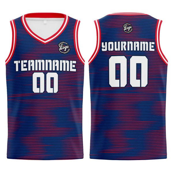 Benutzerdefinierter Blau Rot Basketball Jersey Uniform Anzug gedruckt Ihr Logo Name Nummer Zu verkaufen
