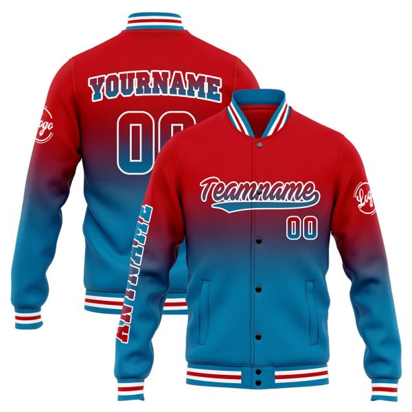 Benutzerdefinierte Varsity-Jacke. Letterman-Jacke für Männer, Frauen und Jugendliche Blau Rot Verkauf