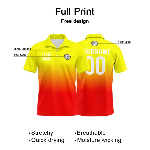 Benutzerdefinierte Gelb Rot Fußball Polo-Shirts Fügen Sie Ihr Einzigartiges hinzu Logo Name Nummer Verkauf – Bild 4