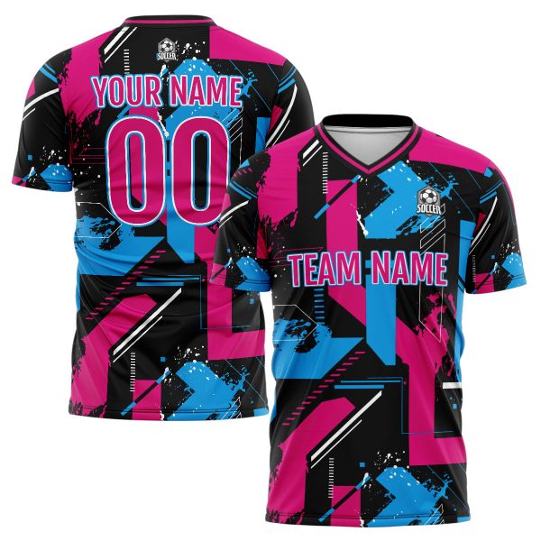 Benutzerdefinierte Rosa Hellblau Fußball Trikots für Männer Frauen Personalisierte Fußball Uniformen für Erwachsene und Kind Online