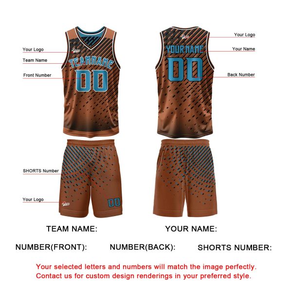 Benutzerdefinierte Braun Blau Reversible Basketball Jersey Personalisierte Print Name Nummer Logo Verkauf – Bild 4