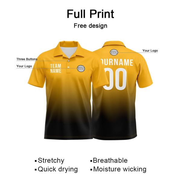 Benutzerdefinierte Gelb Schwarz Fußball Polo-Shirts Fügen Sie Ihr Einzigartiges hinzu Logo Name Nummer Online – Bild 4