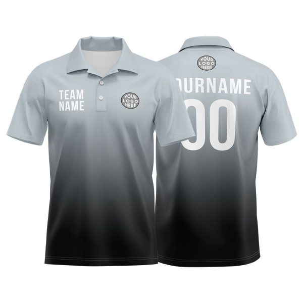 Benutzerdefinierte Grau Schwarz Fußball Polo-Shirts Fügen Sie Ihr Einzigartiges hinzu Logo Name Nummer Online-Verkauf