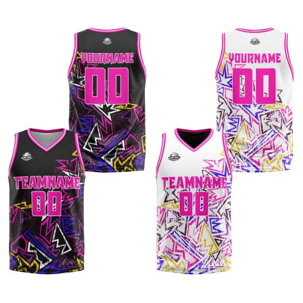 Benutzerdefinierte Rosa Reversible Basketball Jersey Personalisierte Print Name Nummer Logo Rabatt