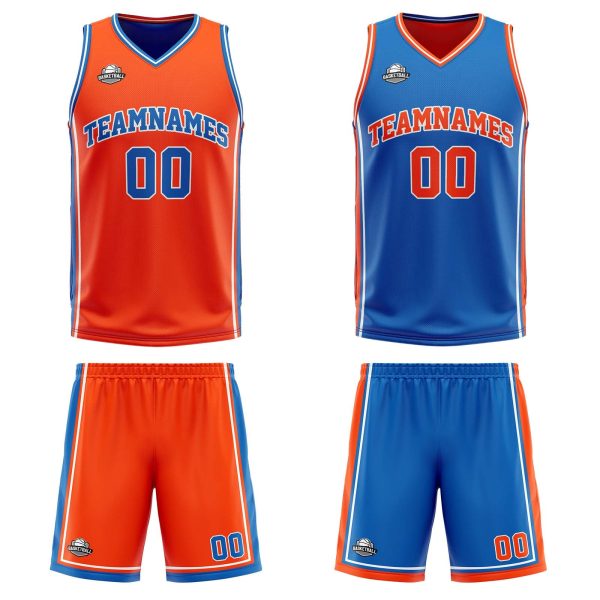 Benutzerdefinierte Orange Blau Weiß Reversible Basketball Jersey Personalisierte Print Name Nummer Logo Online – Bild 3