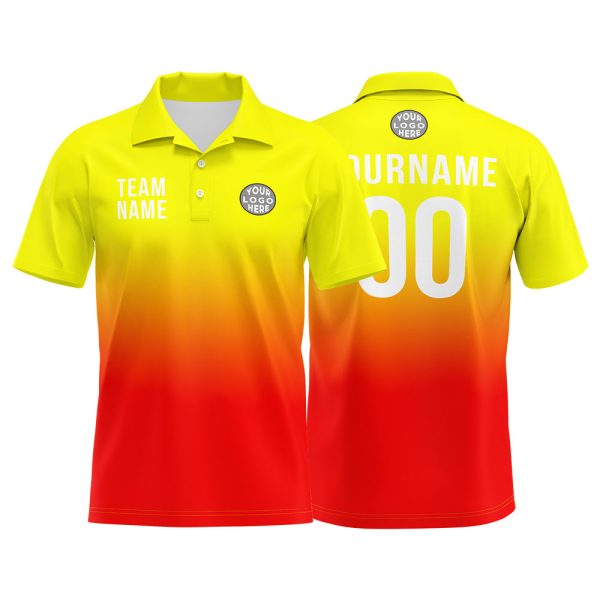 Benutzerdefinierte Gelb Rot Fußball Polo-Shirts Fügen Sie Ihr Einzigartiges hinzu Logo Name Nummer Verkauf