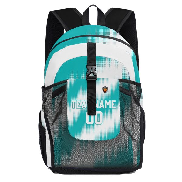 Anpassen Aqua Weiß Sport Rucksäcke Mit Personalisiert Namen, Zahlen und Logos Mode – Bild 4