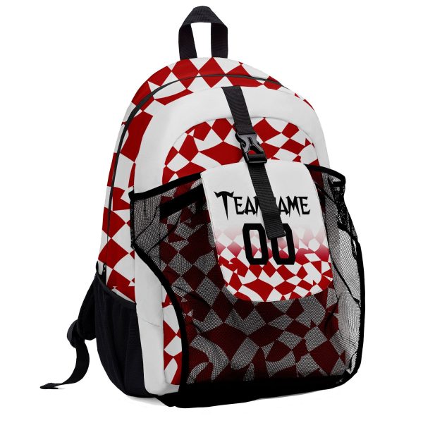 Anpassen  Rot Weiß Sport Rucksäcke Mit Personalisiert Namen, Zahlen und Logos Zu verkaufen – Bild 2