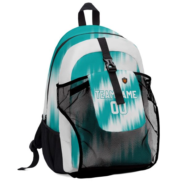 Anpassen Aqua Weiß Sport Rucksäcke Mit Personalisiert Namen, Zahlen und Logos Mode – Bild 2