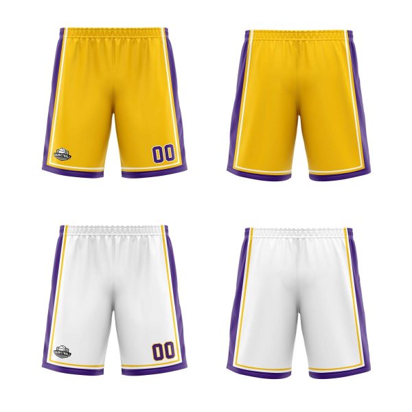 Benutzerdefinierte Gelb Weiß Lila Reversible Basketball Jersey Personalisierte Print Name Nummer Logo Online-Schn?ppchen – Bild 2