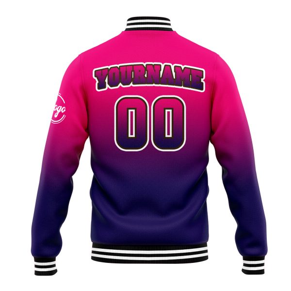 Benutzerdefinierte Verlauf Varsity-Jacke. Letterman-Jacke Rose Dunkelviolett Online-Schn?ppchen – Bild 3