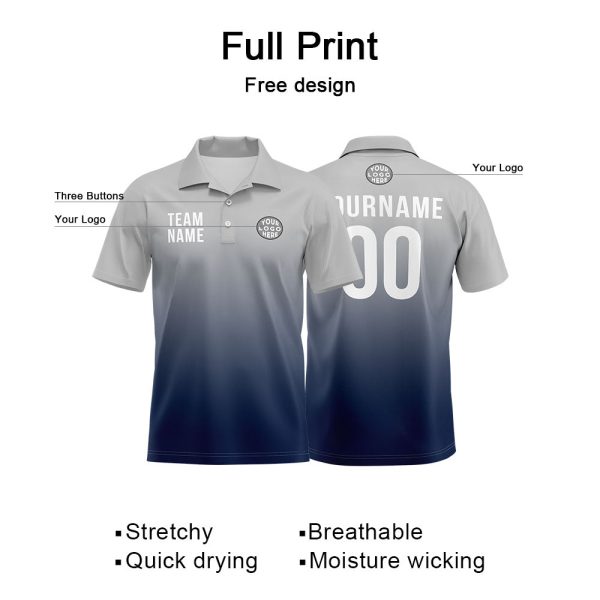 Benutzerdefinierte Grau Marine Fußball Polo-Shirts Fügen Sie Ihr Einzigartiges hinzu Logo Name Nummer Online-Schn?ppchen – Bild 4