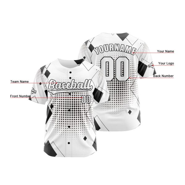 Benutzerdefiniert Weiß Schwarz Baseball Uniformen Drucken für Jungs Mädchen und Kinder Machen Ihr Team Mehr Vielfältig Mode – Bild 2