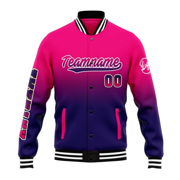 Benutzerdefinierte Verlauf Varsity-Jacke. Letterman-Jacke Rose Dunkelviolett Online-Schn?ppchen