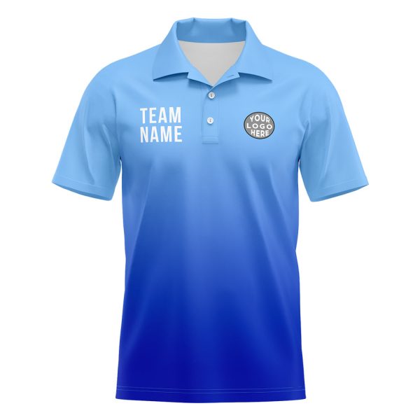Benutzerdefinierte Hellblau Königliche Fußball Polo-Shirts Fügen Sie Ihr Einzigartiges hinzu Logo Name Nummer Online-Verkauf – Bild 2