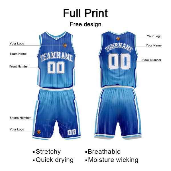 Benutzerdefinierte Blau Reversible Basketball Jersey Personalisierte Name Nummernlogo drucken Im Angebot – Bild 2