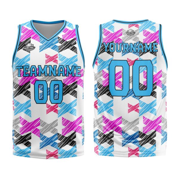 Benutzerdefinierter  Hellblau Basketball Jersey Uniform Anzug gedruckt Ihr Logo Name Nummer Verkauf