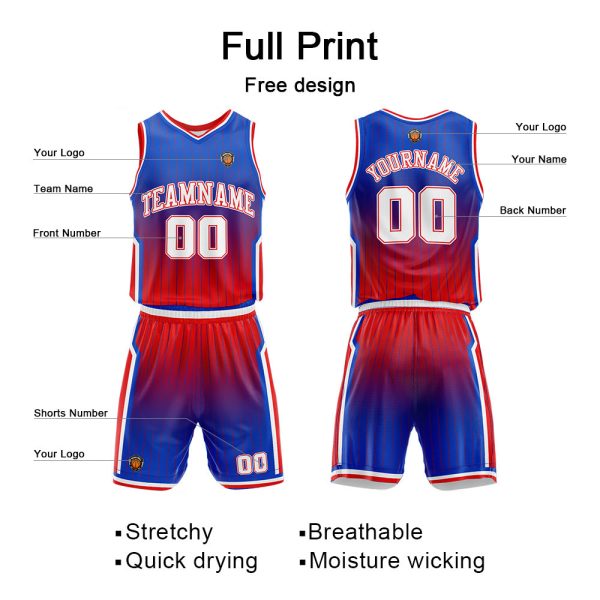 Benutzerdefinierte Königlich Rot Reversible Basketball Jersey Personalisierte Name Nummernlogo drucken Jetzt online – Bild 2