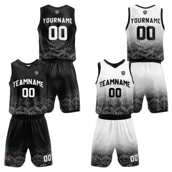 Benutzerdefinierte Roségrau Reversible Basketball Jersey Personalisierte Name Nummernlogo drucken Rabatt